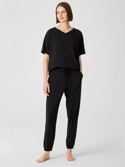 Eileen Fisher Slubby Organic Cotton Jogger Sleep Pant In Black