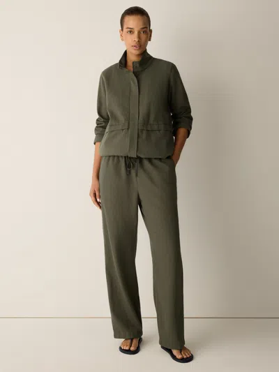 Eileen Fisher Slubby Organic Cotton Linen Full-length Straight Pant In Black