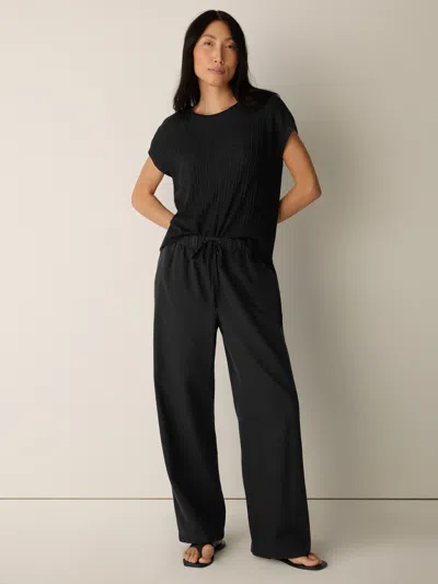 Eileen Fisher Slubby Organic Cotton Linen Full-length Straight Pant In Washed Black