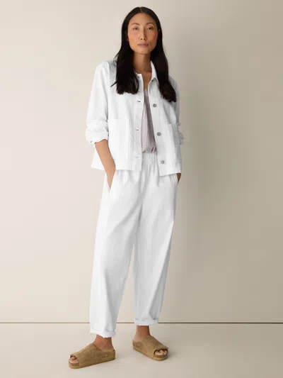 Eileen Fisher Slubby Organic Cotton Linen Lantern Pant In White