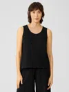 Eileen Fisher Slubby Organic Cotton Scoop Neck Sleep Tank In Black