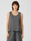 Eileen Fisher Slubby Organic Cotton Scoop Neck Sleep Tank In Gray