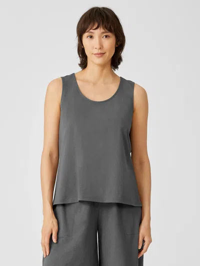 Eileen Fisher Slubby Organic Cotton Scoop Neck Sleep Tank In Gray