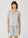 Eileen Fisher Slubby Organic Cotton Scoop Neck Sleep Tank In Gray