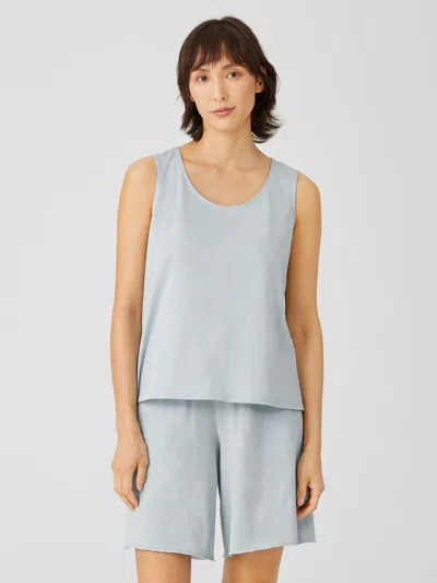 Eileen Fisher Slubby Organic Cotton Scoop Neck Sleep Tank In Gray