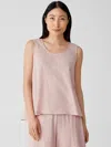 Eileen Fisher Slubby Organic Cotton Scoop Neck Sleep Tank In Neutral