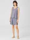 Eileen Fisher Slubby Organic Cotton Sleep Shorts In Purple