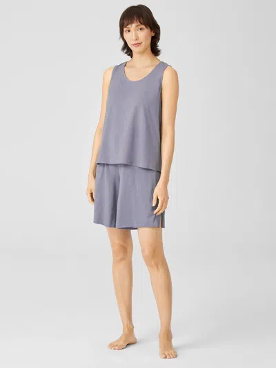 Eileen Fisher Slubby Organic Cotton Sleep Shorts In Purple