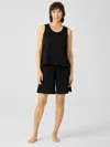 Eileen Fisher Slubby Organic Cotton Sleep Shorts In Black