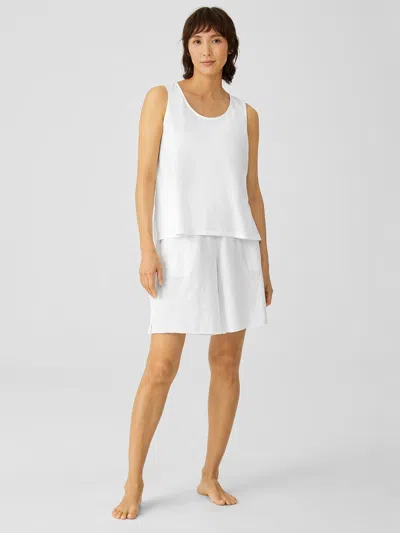 Eileen Fisher Slubby Organic Cotton Sleep Shorts In White