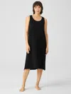 Eileen Fisher Cozy Organic Cotton Thermal Tank Dress In Black
