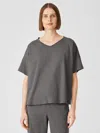 Eileen Fisher Slubby Organic Cotton V-neck Sleep Tee In Gray
