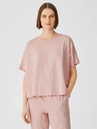 Eileen Fisher Slubby Organic Cotton V-neck Sleep Tee In Neutral
