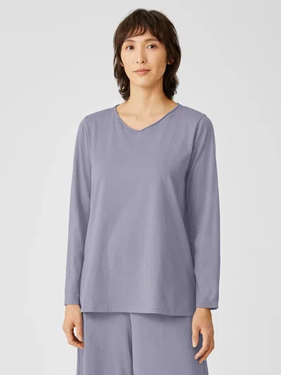 Eileen Fisher Slubby Organic Cotton V-neck Sleep Top In Purple