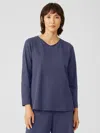 Eileen Fisher Slubby Organic Cotton V-neck Sleep Top In Purple