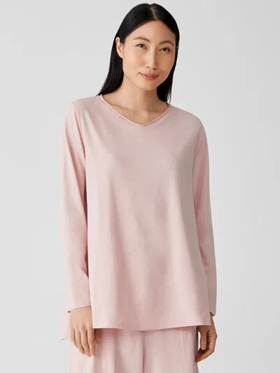 Eileen Fisher Slubby Organic Cotton V-neck Sleep Top In White