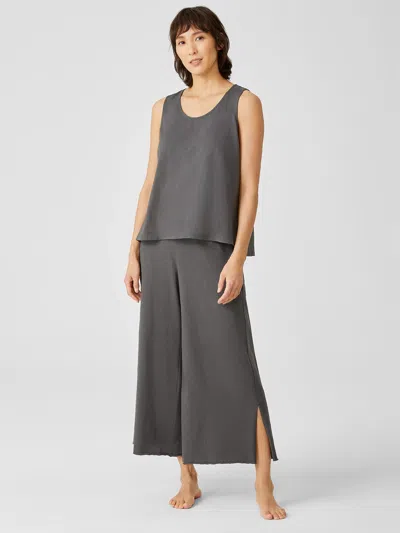 Eileen Fisher Slubby Organic Cotton Wide-leg Sleep Pant In Gray