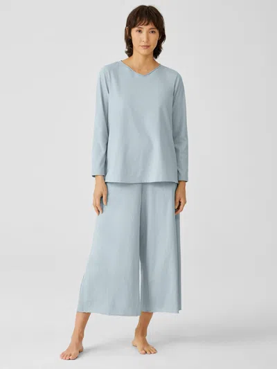 Eileen Fisher Slubby Organic Cotton Wide-leg Sleep Pant In Gray