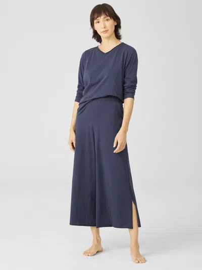 Eileen Fisher Slubby Organic Cotton Wide-leg Sleep Pant In Purple