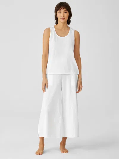 Eileen Fisher Slubby Organic Cotton Wide-leg Sleep Pant In White