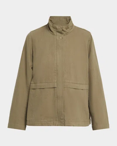 Eileen Fisher Slubby Organic Cotton-linen Jacket In Green