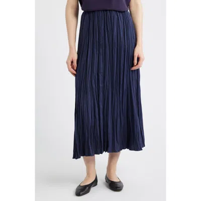 Eileen Fisher Smocked Silk Midi Skirt In Black