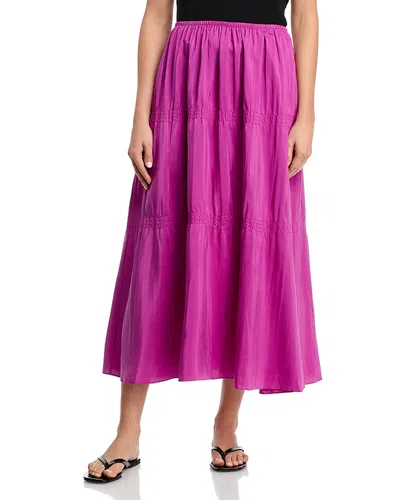 Eileen Fisher Smocked Tiered Skirt In Pink