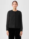 Eileen Fisher Smooth Silk Round Neck Vest In Black