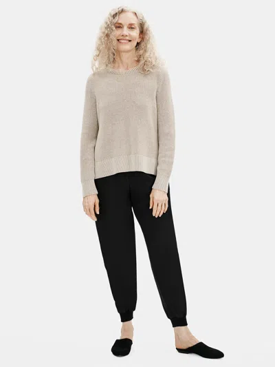 Eileen Fisher Smooth Silk Slouchy Ankle Pant In Black