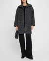 Eileen Fisher High Collar Coat In Black/ash