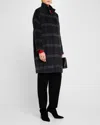 EILEEN FISHER SNAP-FRONT PLAID WOOL COAT