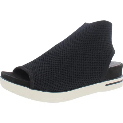 Eileen Fisher Snug Womens Knit Cutout Wedge Sandals In Black