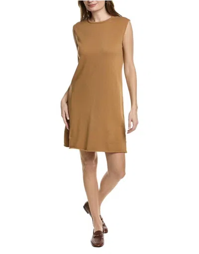 Eileen Fisher Soft Crew Neck Sleeveless Tank Dress In Chestnut In Brown