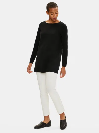 Eileen Fisher Soft Organic Cotton Ballet Neck Tunic In Black