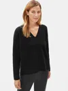 Eileen Fisher Soft Organic Cotton V-neck Box-top In Black