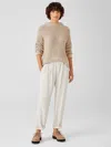 Eileen Fisher Soft Twill Pleated Tapered Pant In Brown
