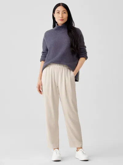 Eileen Fisher Soft Twill Pleated Tapered Pant In Brown
