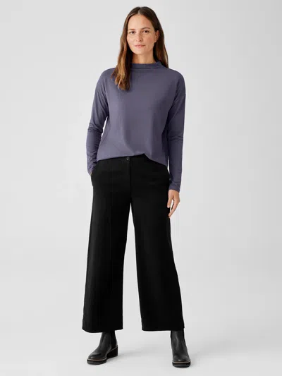 Eileen Fisher Soft Twill Wide-leg Pant In Black