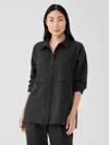Eileen Fisher Soft Wool Flannel Classic Collar Shirt In Gray