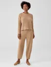 Eileen Fisher Soft Wool Flannel Lantern Pant In Brown