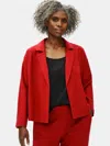 Eileen Fisher Soft Wool Flannel Notch Collar Jacket In Red