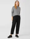 Eileen Fisher Soft Wool Flannel Pleated Tapered Pant In Black