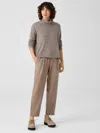 Eileen Fisher Soft Wool Flannel Pleated Tapered Pant In Brown