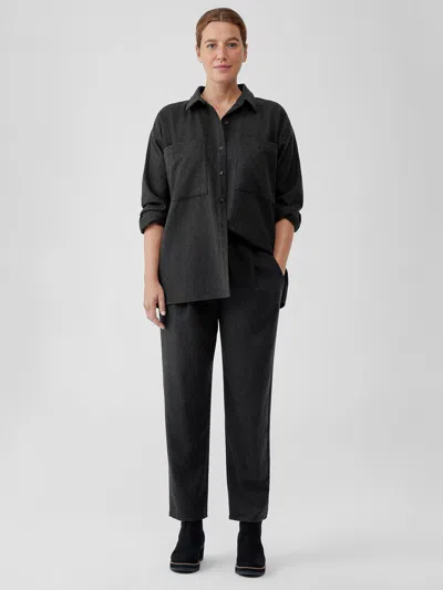 Eileen Fisher Soft Wool Flannel Pleated Tapered Pant In Gray