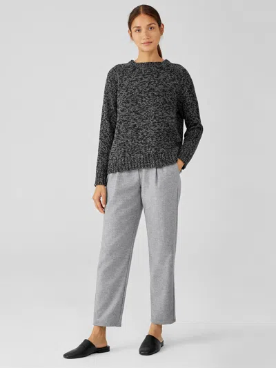 Eileen Fisher Soft Wool Flannel Pleated Tapered Pant In Gray