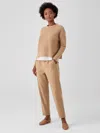 Eileen Fisher Soft Wool Flannel Tapered Ankle Pant In Brown