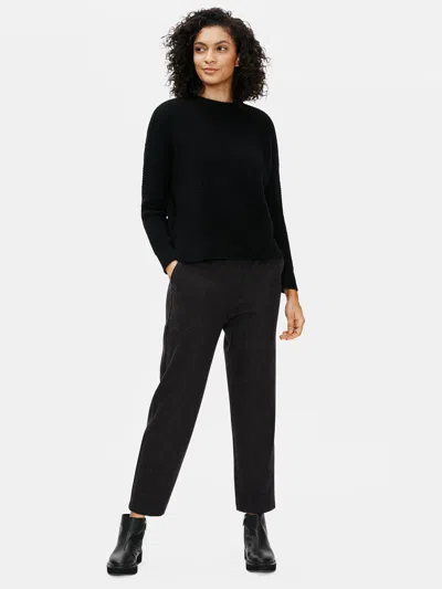 Eileen Fisher Soft Wool Flannel Tapered Ankle Pant In Black