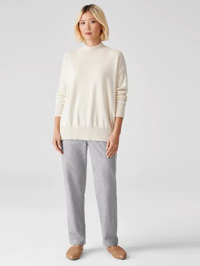 Eileen Fisher Soft Wool Flannel Tapered Ankle Pant In Multi
