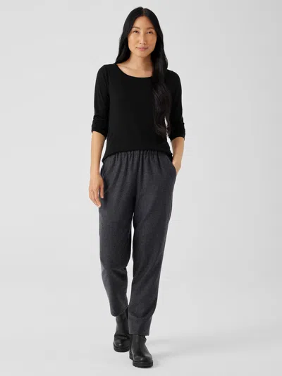 Eileen Fisher Soft Wool Flannel Tapered Pant In Gray