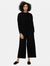 Eileen Fisher Soft Wool Flannel Wide-leg Ankle Pant In Black